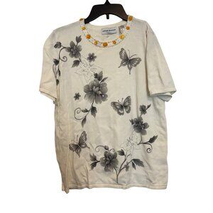 Alfred Dunner Embellished Floral & Butterfly Top S